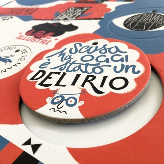 Palle ILLUSTRI - Planche illustrée par Simone Massoni avec 6 disques décoratifs imprimés sur carton recyclé
