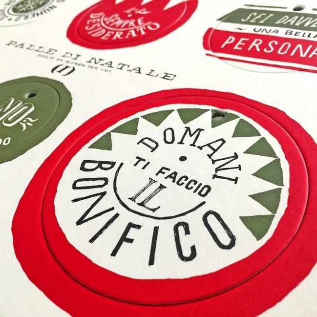 Palle di Natale - Boules de Noël - 3ème édition, Planche 1 – six disques décoratifs imprimés sur carton recyclé