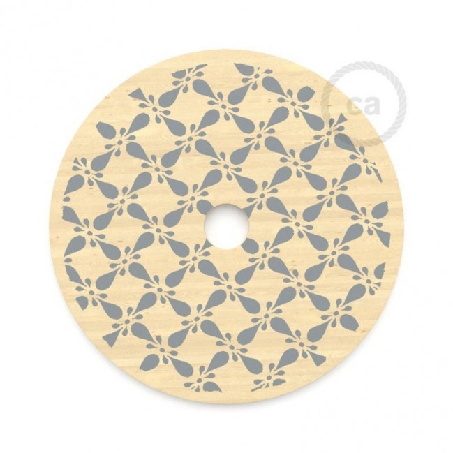 Le Palle Volanti. Abat-jour circulaire en bois imprimé des deux cotés -“It's not old, it's vintage” + pattern Drops