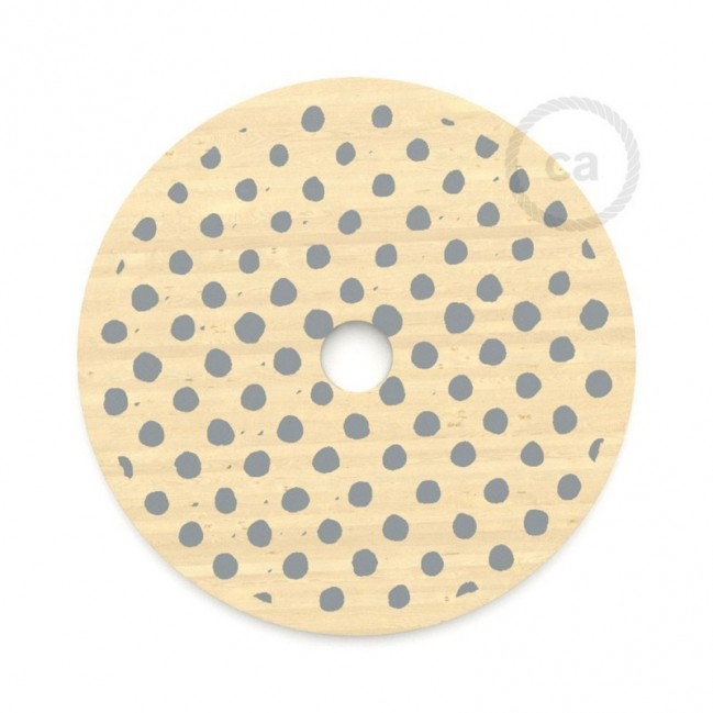 Le Palle Volanti. Abat-jour circulaire en bois imprimé des deux cotés - pattern Stripes + pattern Dots