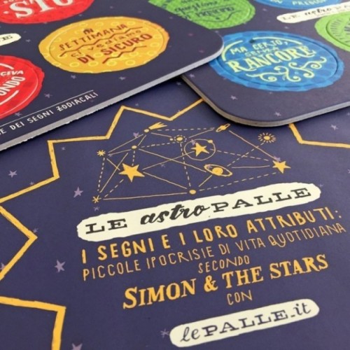 Le AstroPalle di Simon & The Stars - set de 2 planches avec 12 disques décoratifs imprimés sur carton recyclé