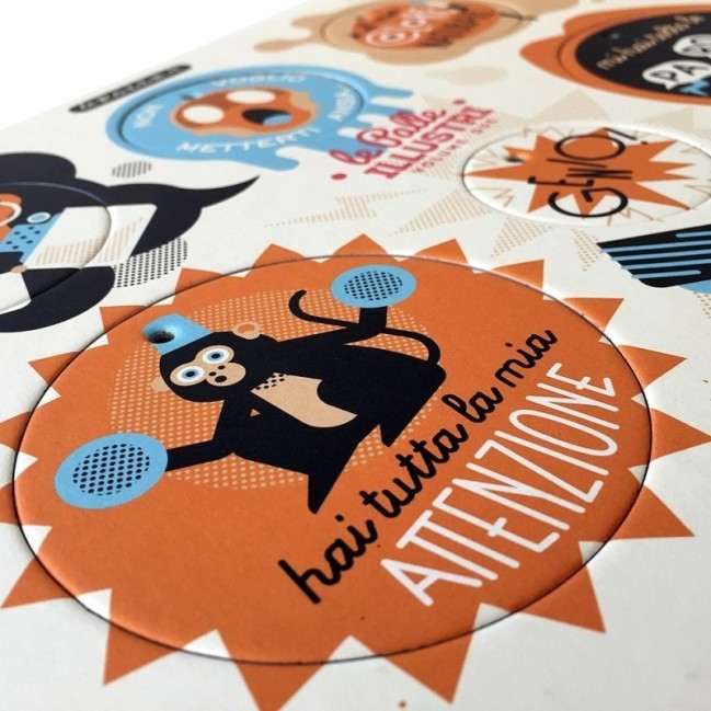 Palle ILLUSTRI 2ème edition - Planche illustrée par Goran avec 6 disques décoratifs imprimés sur carton recyclé