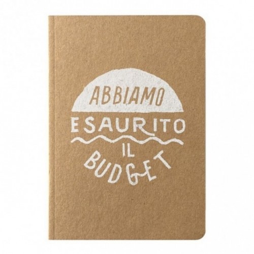 Notes tascabile "Abbiamo esaurito il budget", copertina sabbia e interno in carta colore nero